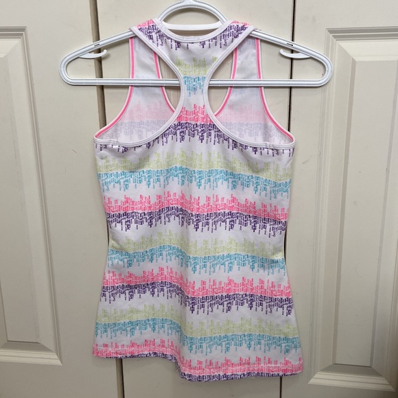 Ivivva White Racerback Tank Top with Fluorescent Words - Picture 5 of 6